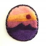 Felt brooch, sunset sky lan..