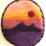 Felt brooch, sunset sky lan..
