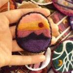 Felt brooch, sunset sky lan..