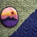 Felt brooch, sunset sky lan..
