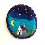 Felt brooch,blue night sky ..