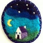Felt brooch,blue night sky ..