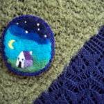 Felt brooch,blue night sky ..