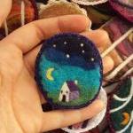 Felt brooch,blue night sky ..