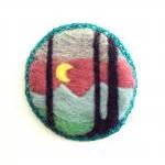 Felt brooch, mint green woo..