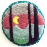 Felt brooch, mint green woo..