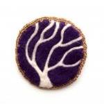 Felt brooch, purple tree pi..
