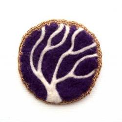 Felt brooch, purple tree pin, needle felted woodland badge, made to order.